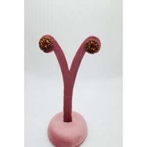 Vintage Citrine Rhinestone Cluster Earrings – Mid-Century Sparkle Screw backs